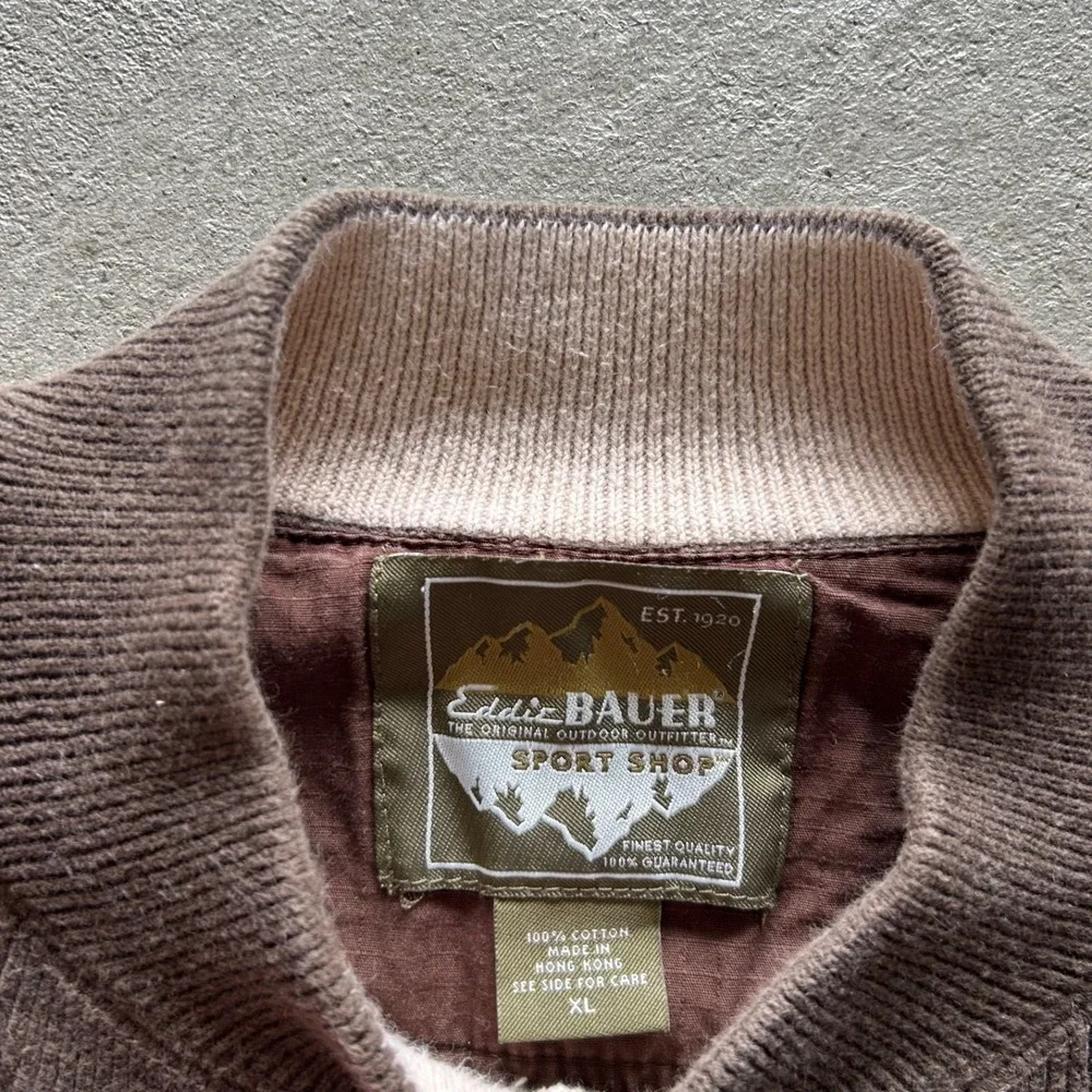 Vintage Eddie Bauer Sport Shop Sweater Size XL Brown Henley‎ Ribbed Pullover - Picture 4 of 6